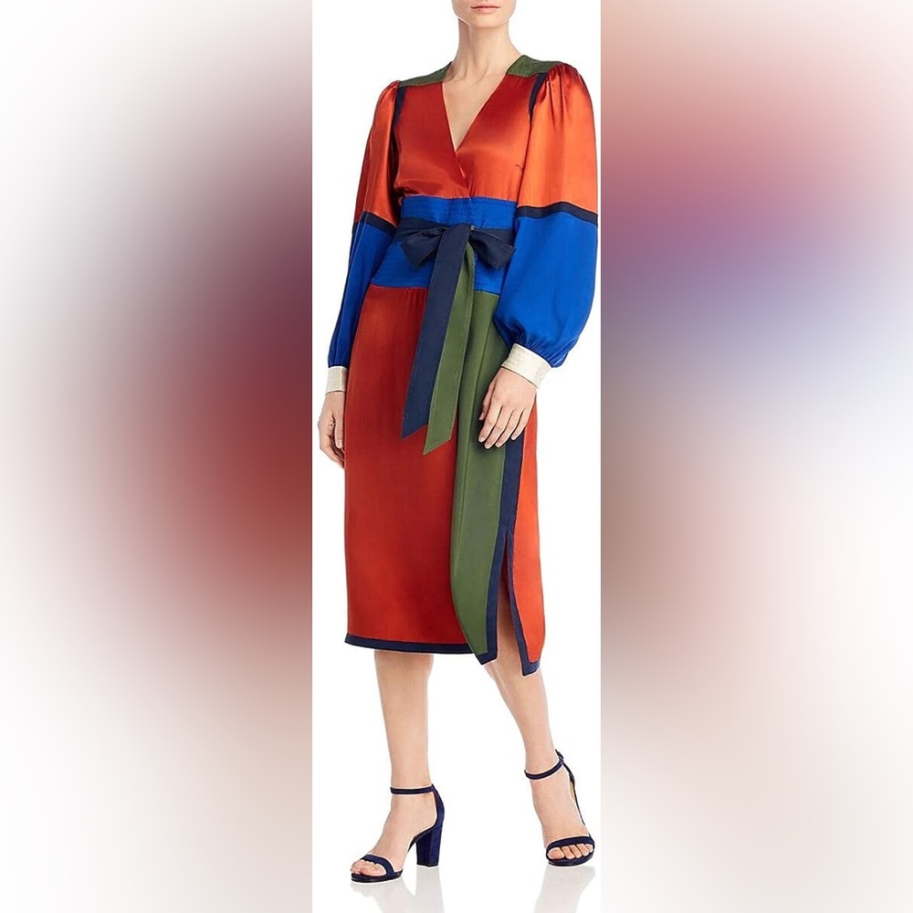 Tory Burch silk blend Colorblock wrap dress, size 6 Brand new